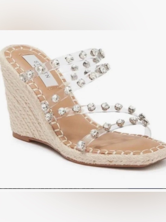 Steven New York Shoes - Steven New York Crystal -Embellished Clear Espadrille Wedge Sandal - Women